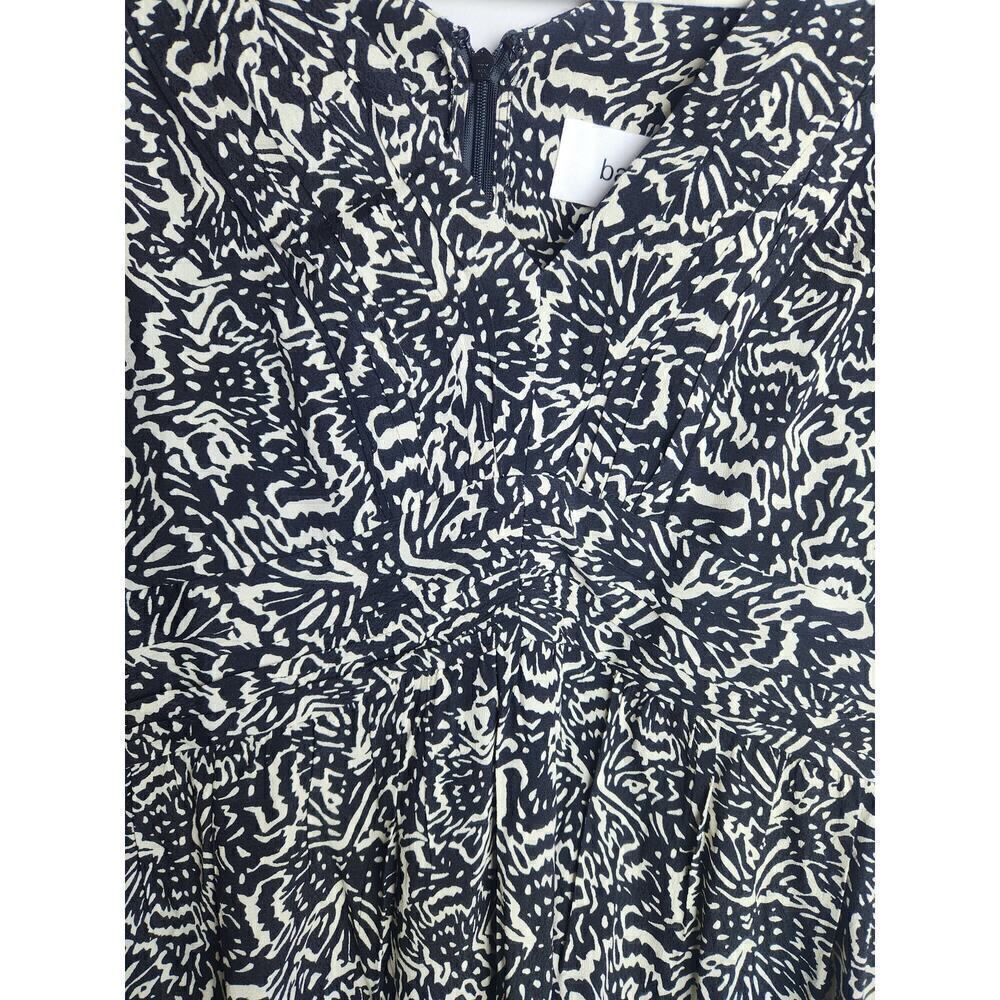 BA&SH Lia printed pleated crepe mini dress sz 8 3/4 sleeve beachy festival boho - Picture 3 of 12